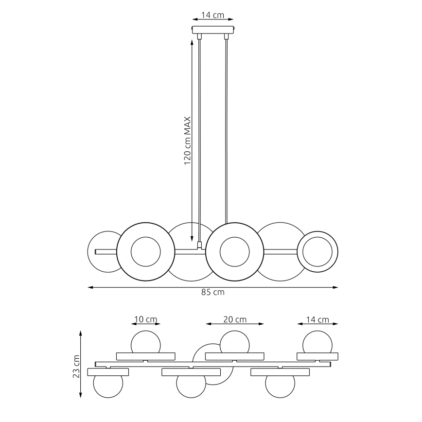 Viseči lestenec na žici MODEL 6xG9/8W/230V črna
