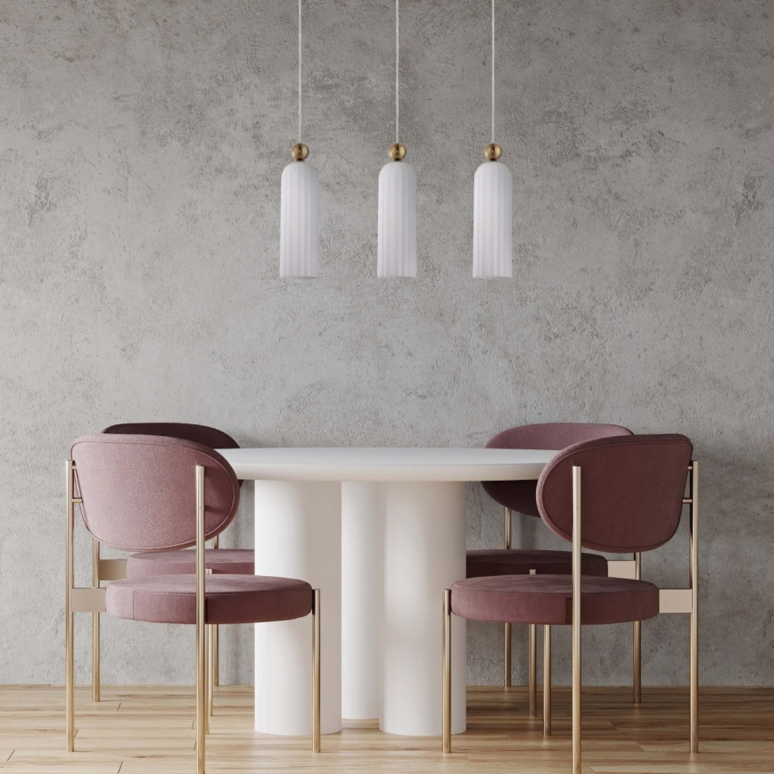 Viseči lestenec PIEGA 3xE14/40W/230V medenina/bela