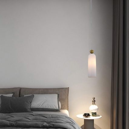 Viseči lestenec PIEGA na kablu 1xE14/40W/230V medenina/bela