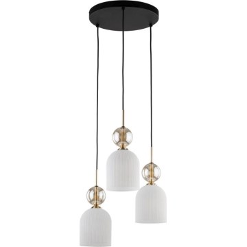 Viseči lestenec SOPHIA na kablu 3xE14/10W/230V črna/dimno bež/bela