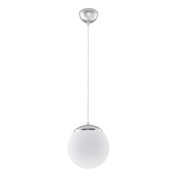 Viseči lestenec UGO na kablu 1xE27/15W/230V, premer 20 cm, bela/sijajni krom