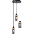 Viseči lestenec WOODNEST 3xE27/15W/230V borov les/dimno črna