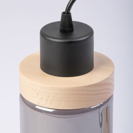 Viseči lestenec WOODNEST 3xE27/15W/230V borov les/dimno črna