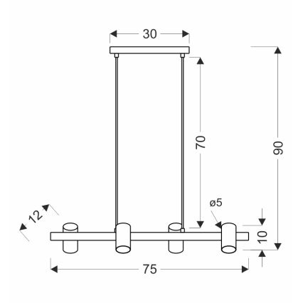Viseči lestenec XILO na tankem kablu 4xGU10/25W/230V bukev/bela