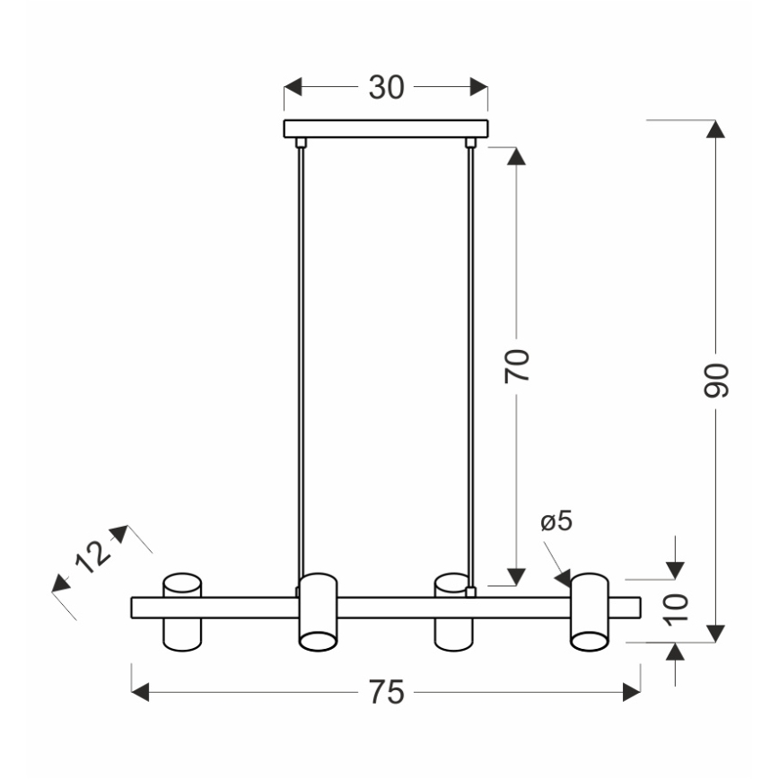 Viseči lestenec XILO na tankem kablu 4xGU10/25W/230V bukev/bela