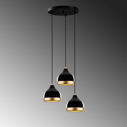 Viseči lestenec YILDO 3xE27/40W/230V črna/zlata