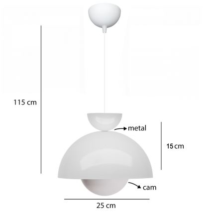 Visící lustr SALVA 1xE27/15W/230V bílá