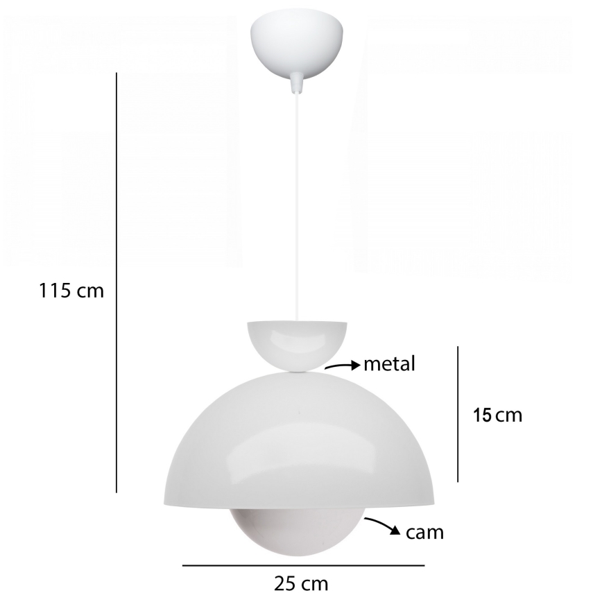 Visící lustr SALVA 1xE27/15W/230V bílá