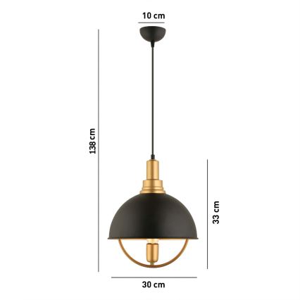 Visilica MONZA 1xE27/40W/230V 30 cm crna/zlatna