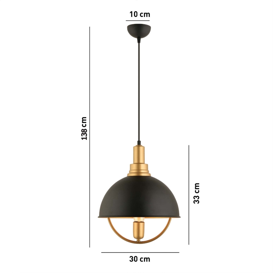 Visilica MONZA 1xE27/40W/230V 30 cm crna/zlatna