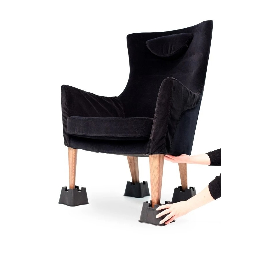 Vitility - Komplet 4x nastavkov za povišanje postelje 7 cm, črni