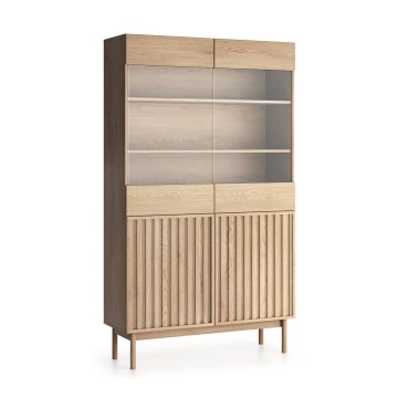 Vitrina KIOTO 106x183x37 cm hrast cremona/steklo