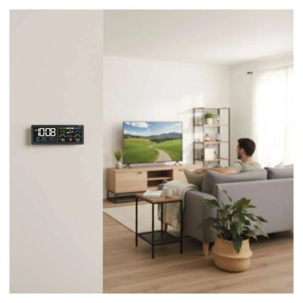 Vremenska postaja z barvnim LCD-zaslonom in budilko, napajanje 5V, 3xAAA + 2xAA, črna