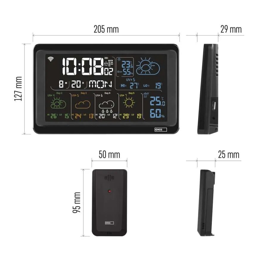 Vremenska postaja z LCD zaslonom GoSmart 230V/3xAAA + 2×AAA Wi-Fi Tuya črna