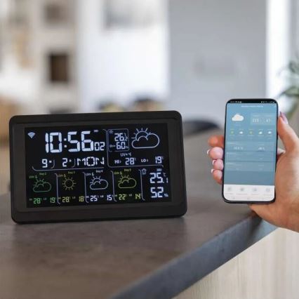 Vremenska postaja z LCD zaslonom GoSmart 5/230V Wi-Fi Tuya črna