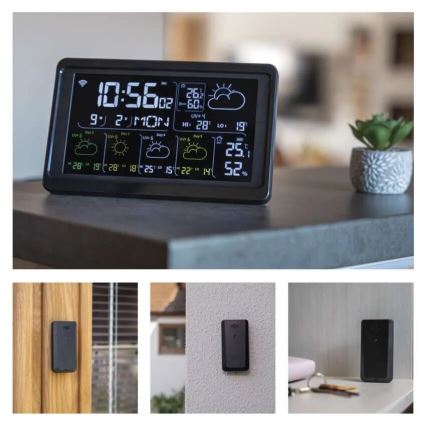 Vremenska postaja z LCD zaslonom GoSmart 5/230V Wi-Fi Tuya črna