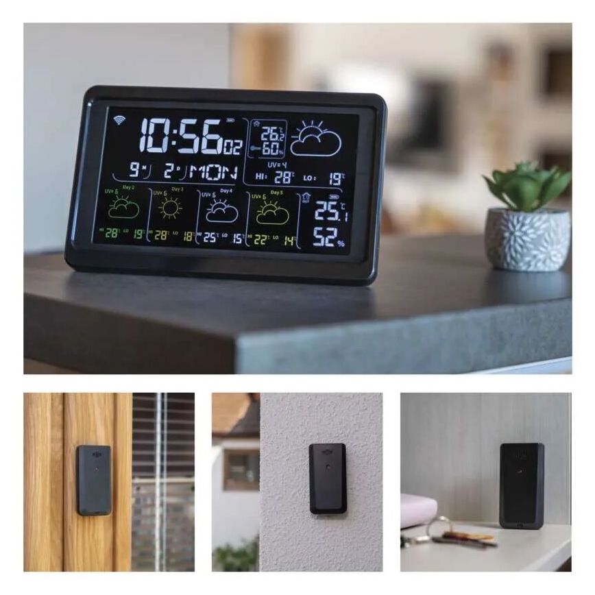 Vremenska postaja z LCD zaslonom GoSmart 5/230V Wi-Fi Tuya črna