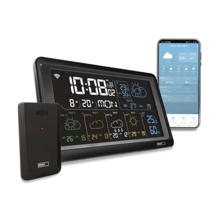 Vremenska postaja z LCD zaslonom GoSmart 5/230V Wi-Fi Tuya črna