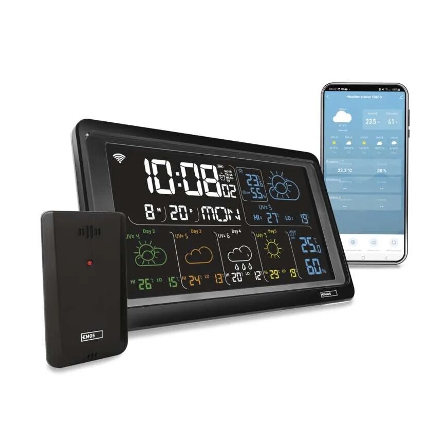 Vremenska postaja z LCD zaslonom GoSmart 5/230V Wi-Fi Tuya črna