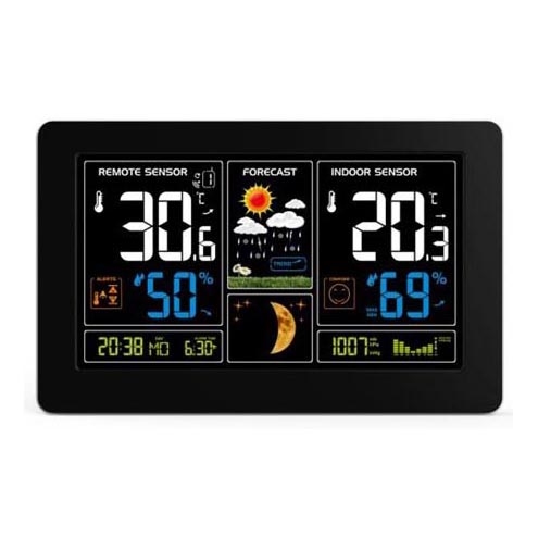 Vremenska postaja z LCD zaslonom USB 5V/2xAAA + 2xAAA polnjenje črna