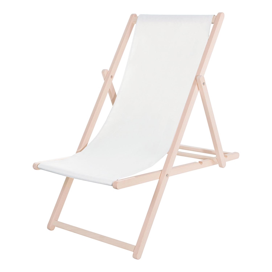 Vrtni ležalnik bel/bukev