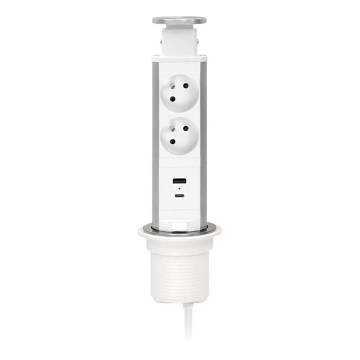 Vtični stolpec za namizno ploščo 2x230V + USB-A + USB-C