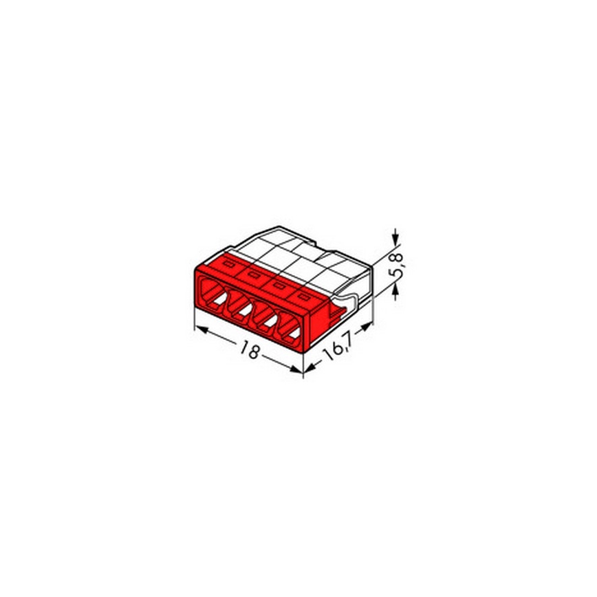 WAGO 2273-204 - Terminal razdelilne omarice COMPACT 4x2,5 450V rdeča