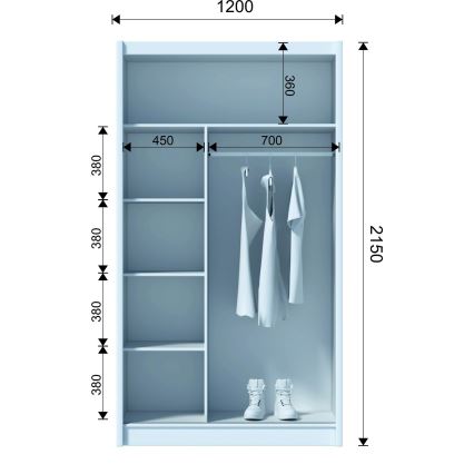 Wardrobe SABRINA 120x215 cm hrast woltan