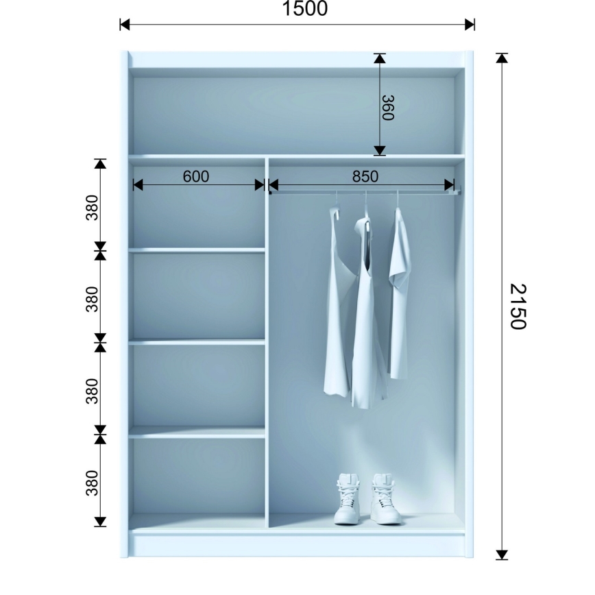 Wardrobe SABRINA 150x215 cm hrast sonoma