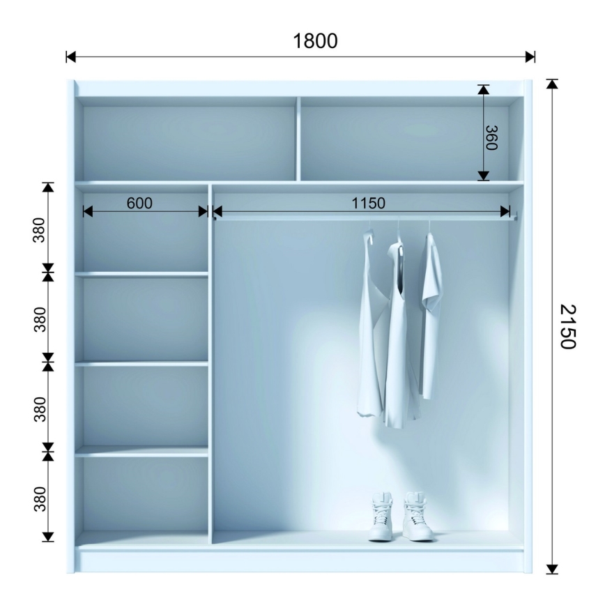 Wardrobe SABRINA 180x215 cm hrast woltan