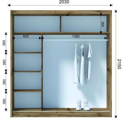 Wardrobe SABRINA 203x215 cm hrast woltan