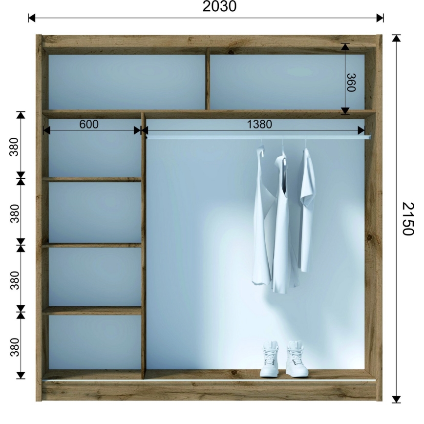 Wardrobe SABRINA 203x215 cm hrast woltan