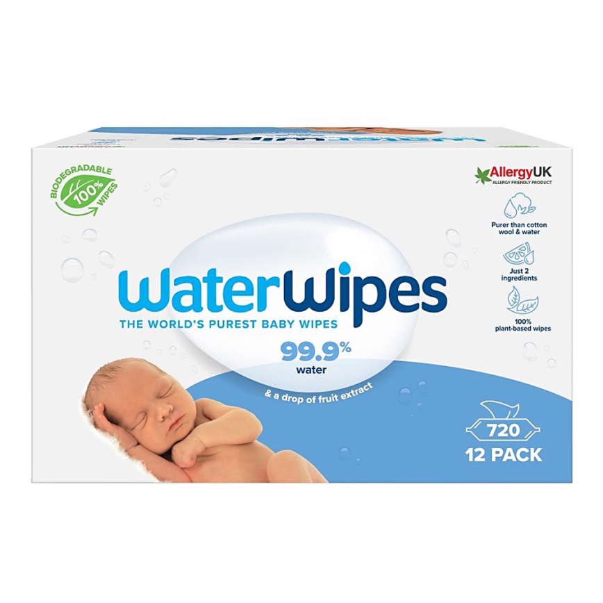 WaterWipes - SET 12x Vlažni robčki brez plastike 60 kom. (720 kom.)