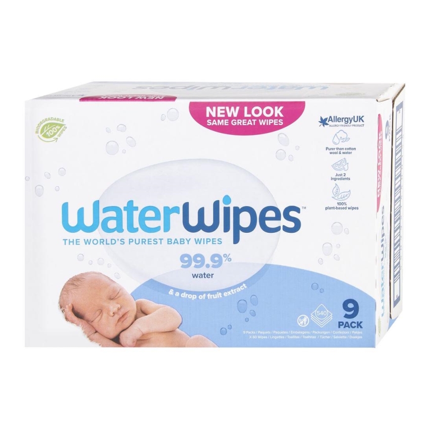 WaterWipes - SET 9x Vlažni robčki brez plastike 60 kom. (540 kom.)