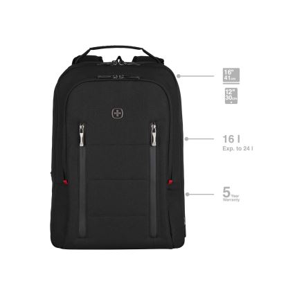 Wenger - Nahrbtnik za prenosni računalnik 16 l 16" z žepom za tablico 12" Mesto Traveler črna