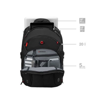 Wenger - Nahrbtnik za prenosni računalnik 20 l 15" z žepom za tablico 10" Gigabyte črna