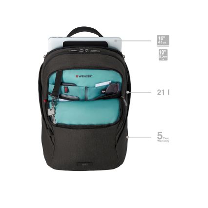 Wenger - Nahrbtnik za prenosni računalnik 21 l 16" z žepom za tablico 10" MX Light črna