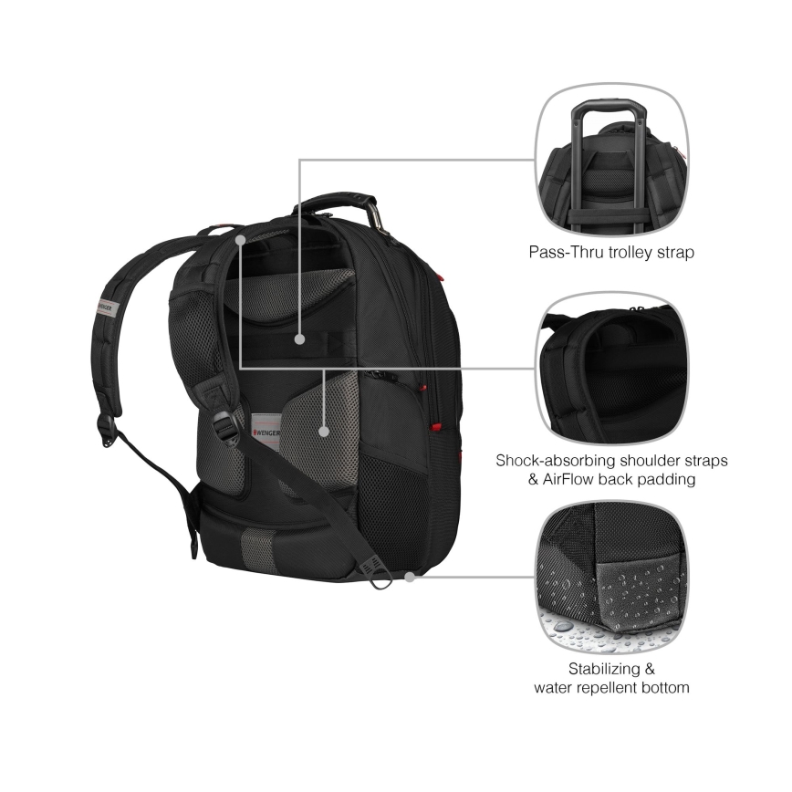 Wenger - Nahrbtnik za prenosni računalnik 25 l 16" z žepom za tablico 10" Pegasus Deluxe črna