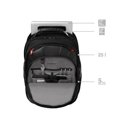 Wenger - Nahrbtnik za prenosni računalnik 25 l 17" z žepom za tablico 12" Pegasus črna/siva