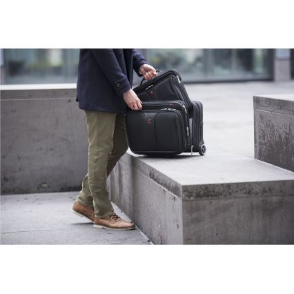 Wenger - Potovalni kovček na kolesih 25 l 17" + torba za prenosni računalnik 15,6" Patriot črna