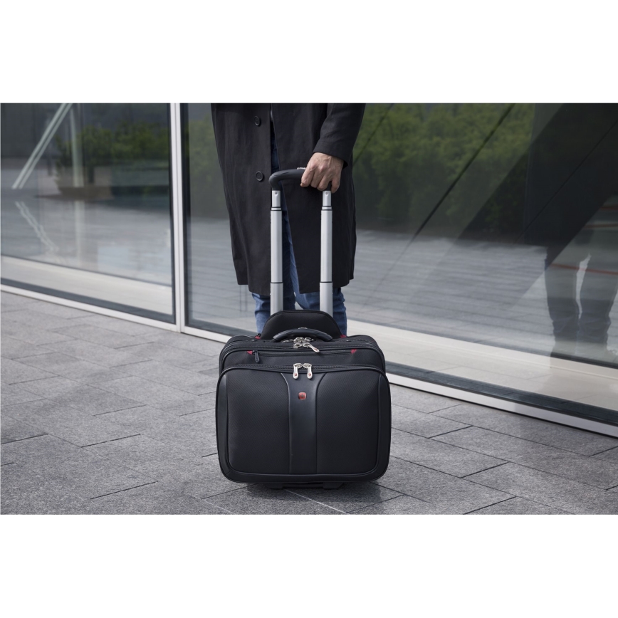 Wenger - Potovalni kovček na kolesih 25 l 17" + torba za prenosni računalnik 15,6" Patriot črna