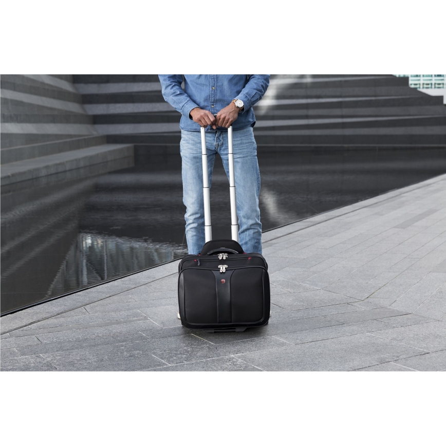 Wenger - Potovalni kovček na kolesih 25 l 17" + torba za prenosni računalnik 15,6" Patriot črna