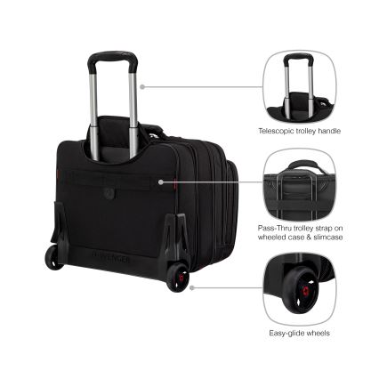 Wenger - Potovalni kovček na kolesih 25 l 17" + torba za prenosni računalnik 15,6" Patriot črna