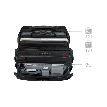 Wenger - Potovalni kovček na kolesih 25 l 17" + torba za prenosni računalnik 15,6" Patriot črna