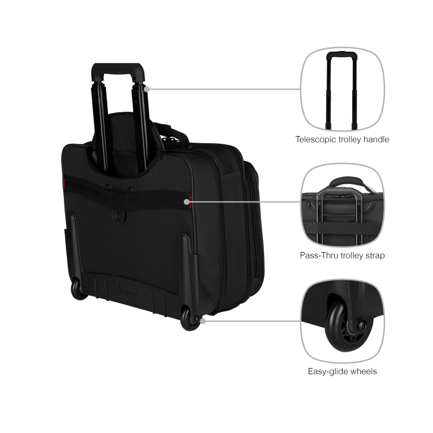 Wenger - Potovalni kovček na kolesih 29 l + laptop case 15,6" Granada črna