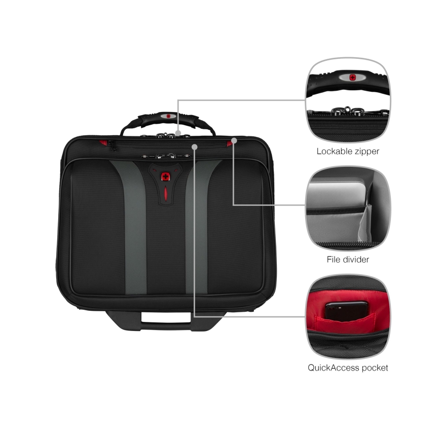 Wenger - Potovalni kovček na kolesih 29 l + laptop case 15,6" Granada črna