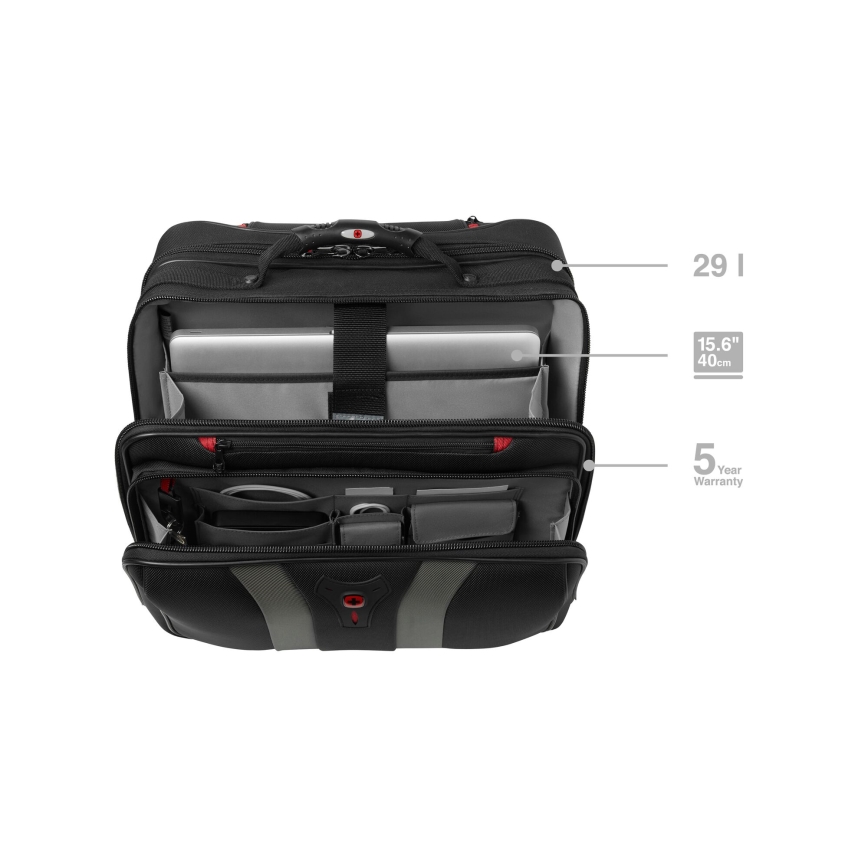 Wenger - Potovalni kovček na kolesih 29 l + laptop case 15,6" Granada črna