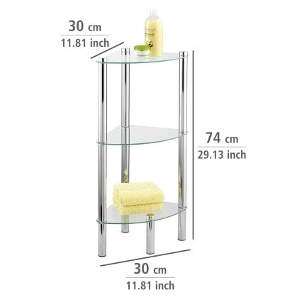 WENKO 15850100 - Polica YAGO 30x74 cm nerjaveče jeklo/srebrna/prozorna