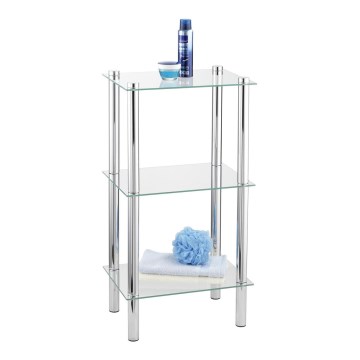 WENKO 15851100 - Regal YAGO 40 x 74 cm, srebrn/prozoren