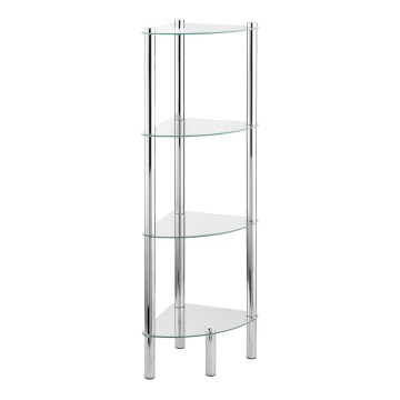 WENKO 15852100 - Regal YAGO, 30 x 104 cm, iz nerjavečega jekla/srebrne barve/prozorno steklo
